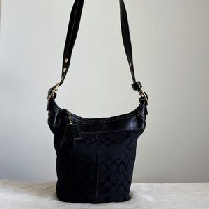COACH BLACK LEATHER MONOGRAM BUCKET CROSSBODY SHOULDER BAG.. NWOT.. never used.